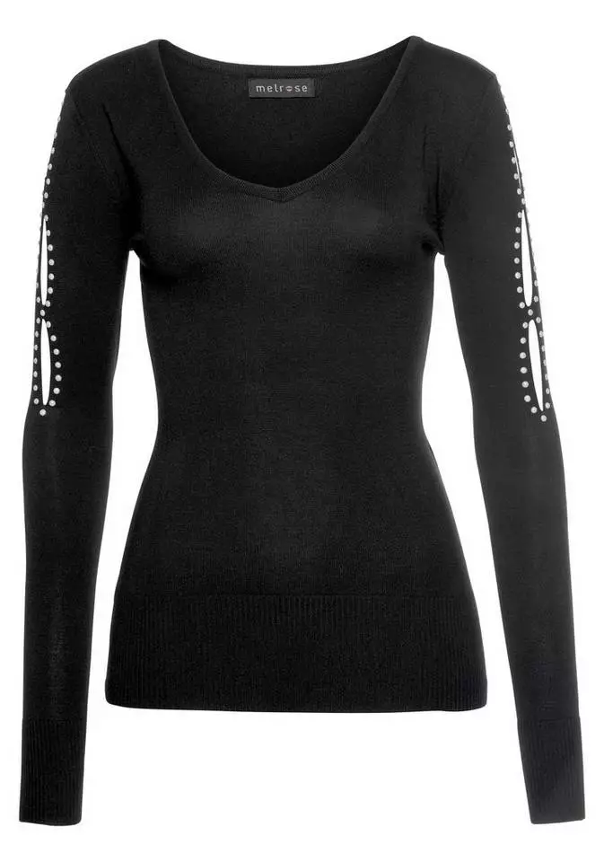 Melrose V-Ausschnitt-Pullover mit Cut-Outs und Perlen Details 9 Melrose V-Ausschnitt-Pullover mit Cut-Outs und Perlen Details – Bild 7