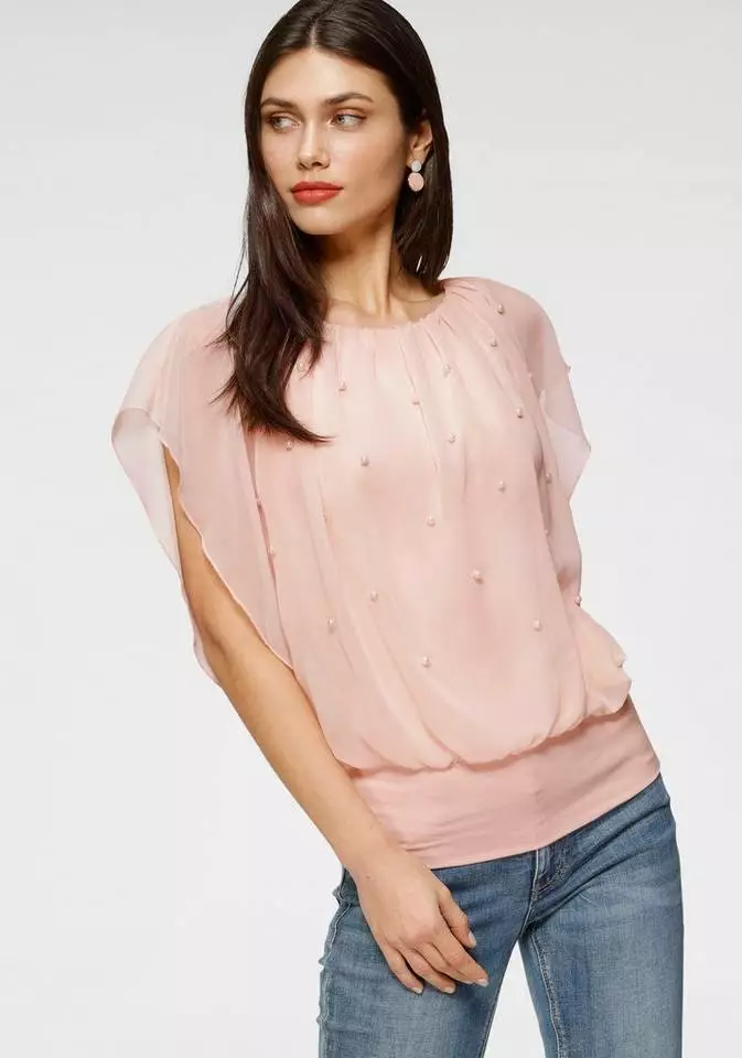 Melrose Chiffonbluse mit Zierperlen Marine, Rosa 10 Melrose Chiffonbluse mit Zierperlen Marine, Rosa – Bild 8