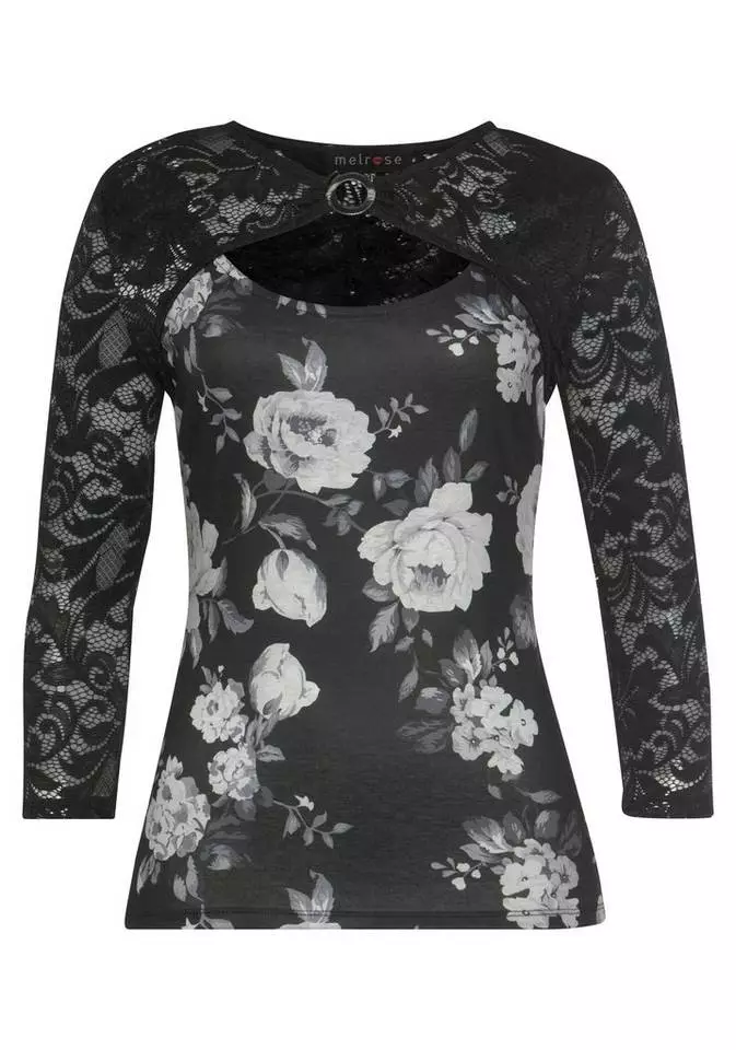 Melrose 3/4-Arm-Shirt mit Spitze und Zierschnalle 8 Melrose 3/4-Arm-Shirt mit Spitze und Zierschnalle – Bild 6