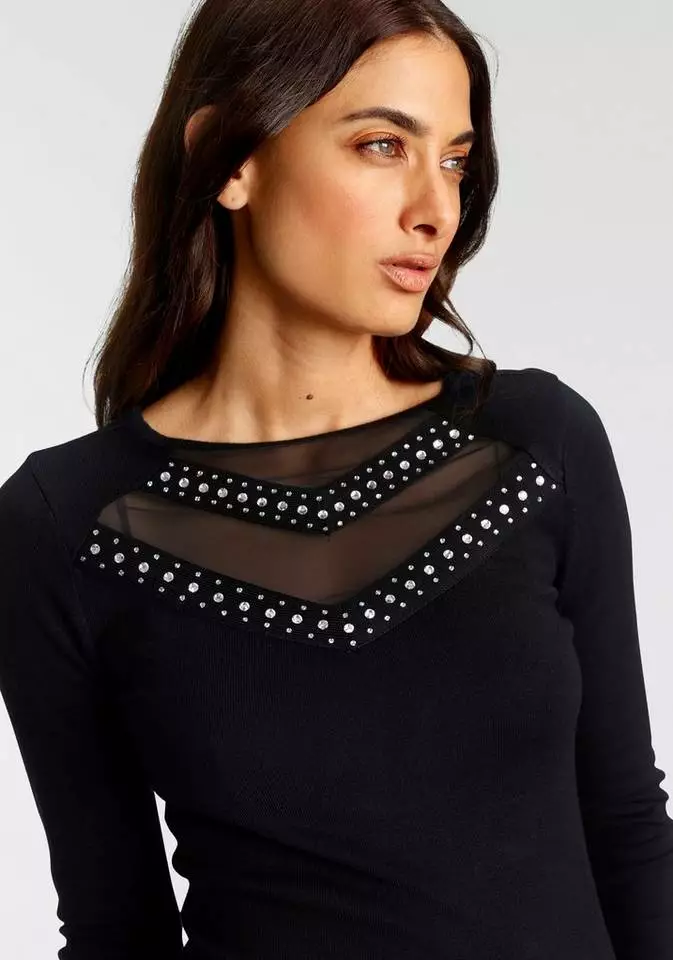 Melrose Rundhalspullover mit Netz und Glitzersteinen - NEUE KOLLEKTION 4 Melrose Rundhalspullover mit Netz und Glitzersteinen - NEUE KOLLEKTION – Bild 2