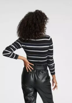 Melrose V-Ausschnitt-Pullover mit weichem Glitzergarn und Pailletten-Details Schwarz-grau-gestreift, Schwarz-royalblau-gestreift 13 Melrose V-Ausschnitt-Pullover mit weichem Glitzergarn und Pailletten-Details Schwarz-grau-gestreift, Schwarz-royalblau-gestreift -Melrose Verkaufsshop 6da504c2 386f 574c aa0b 54b268b6f533