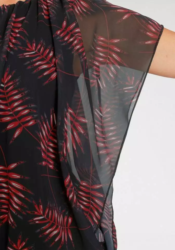 Melrose Shirtbluse mit bedrucktem Chiffon Schwarz-rot-geblümt, Grau-rosa-geblümt 7 Melrose Shirtbluse mit bedrucktem Chiffon Schwarz-rot-geblümt, Grau-rosa-geblümt – Bild 5