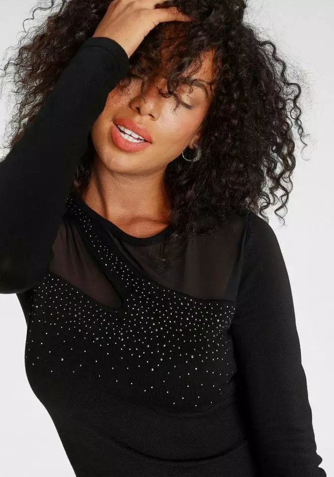 Melrose Strickkleid mit Mesh und Glitzersteinen - NEUE KOLLEKTION 5 Melrose Strickkleid mit Mesh und Glitzersteinen - NEUE KOLLEKTION – Bild 3