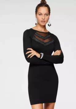 Melrose Strickkleid mit Glitzersteinen und Mesh-Detail