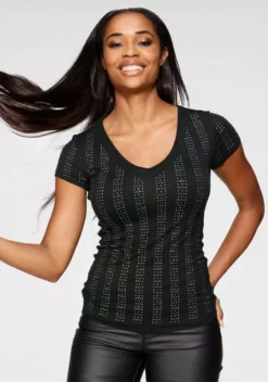 Melrose V-Shirt mit Glitzersteinen