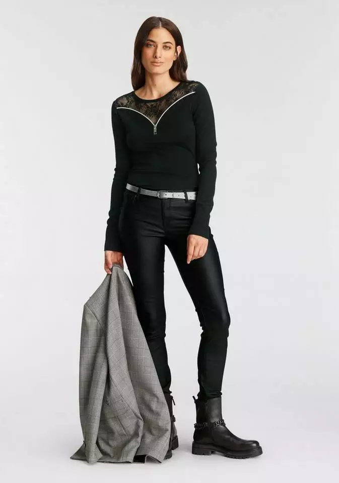 Melrose Rundhalspullover mit Spitze und Zierreißverschluss - NEUE KOLLEKTION 5 Melrose Rundhalspullover mit Spitze und Zierreißverschluss - NEUE KOLLEKTION – Bild 3