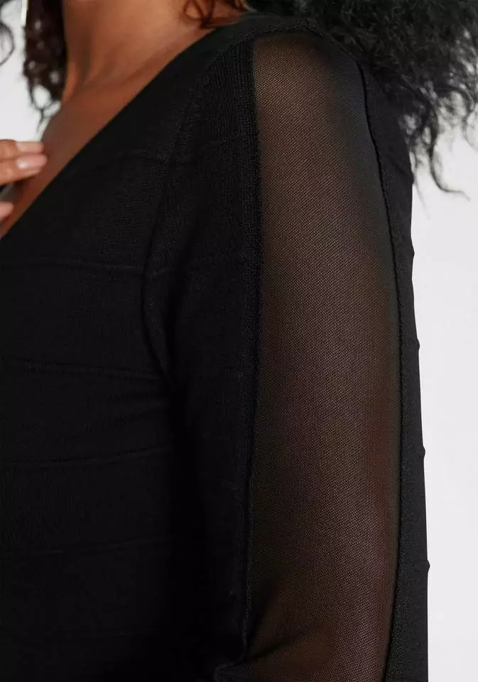 Melrose Strickkleid mit Mesh-Streifen 6 Melrose Strickkleid mit Mesh-Streifen – Bild 4