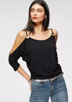 Melrose Fledermausshirt mit Ring-Detail und Ärmelraffung