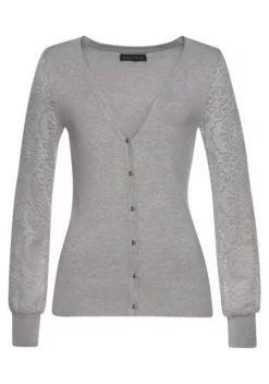 Melrose Strickjacke mit Ärmeln aus Spitze Schwarz, Hellgrau 17 Melrose Strickjacke mit Ärmeln aus Spitze Schwarz, Hellgrau -Melrose Verkaufsshop 76ebd08c efb3 5006 b25a 69e81949a619