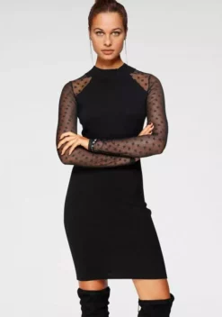 Melrose Strickkleid mit Meshärmeln in Sternen-Optik