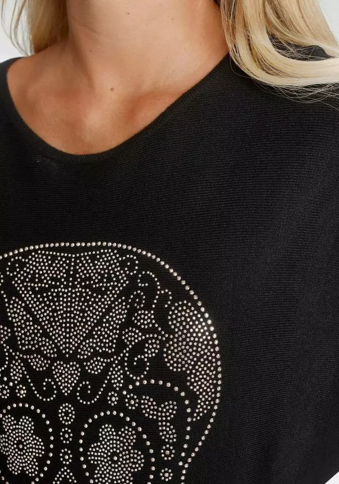 Melrose Fledermauspullover mit Glitzersteinen in Totenkopf-Optik 8 Melrose Fledermauspullover mit Glitzersteinen in Totenkopf-Optik – Bild 6