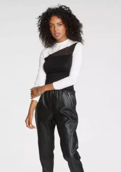 Melrose Stehkragenshirt mit Mesh-Einsatz