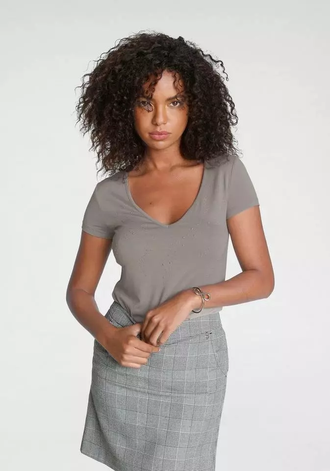 Melrose T-Shirt mit Glitzersteinen Grau, Schwarz 4 Melrose T-Shirt mit Glitzersteinen Grau, Schwarz – Bild 2