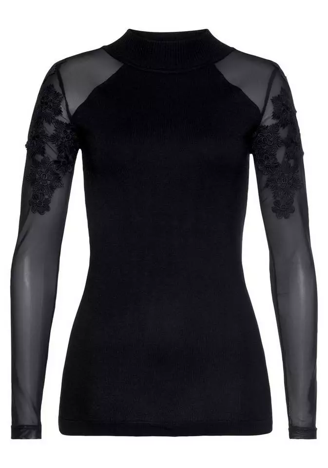 Melrose Stehkragenpullover mit Mesh und Blumen-Appliaktion - NEUE KOLEKTION 9 Melrose Stehkragenpullover mit Mesh und Blumen-Appliaktion - NEUE KOLEKTION – Bild 7