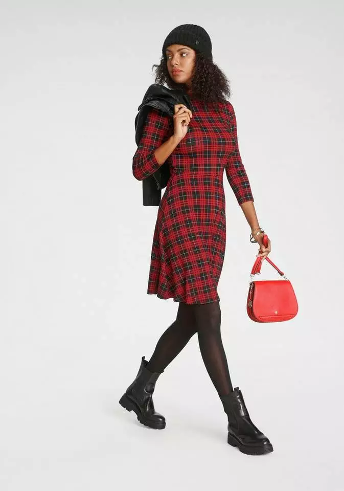 Melrose Jerseykleid mit verschiedenen Dessins Schwarz-geblümt, Rot-kariert 10 Melrose Jerseykleid mit verschiedenen Dessins Schwarz-geblümt, Rot-kariert – Bild 8