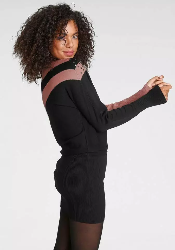 Melrose Strickkleid mit Colorblock und Ziernieten 5 Melrose Strickkleid mit Colorblock und Ziernieten – Bild 3