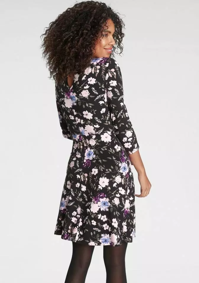 Melrose Jerseykleid mit verschiedenen Dessins Schwarz-geblümt, Rot-kariert 4 Melrose Jerseykleid mit verschiedenen Dessins Schwarz-geblümt, Rot-kariert – Bild 2