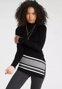 Melrose Stehkragenpullover in asymmetrischem Design mit Streifen