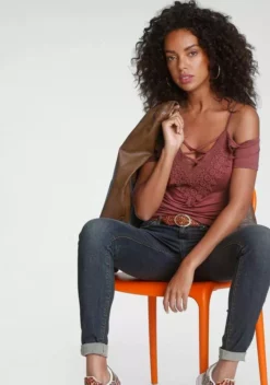 Melrose T-Shirt mit Spitze und Schnürung Braun, Schwarz 18 Melrose T-Shirt mit Spitze und Schnürung Braun, Schwarz -Melrose Verkaufsshop 92f1f805 2bec 5564 955e 83870a87af31