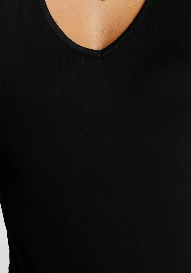 Melrose V-Shirt mit trransparenten, bedruckten Ärmeln Schwarz-weiß-gemustert, Schwarz-geblümt 9 Melrose V-Shirt mit trransparenten, bedruckten Ärmeln Schwarz-weiß-gemustert, Schwarz-geblümt – Bild 7