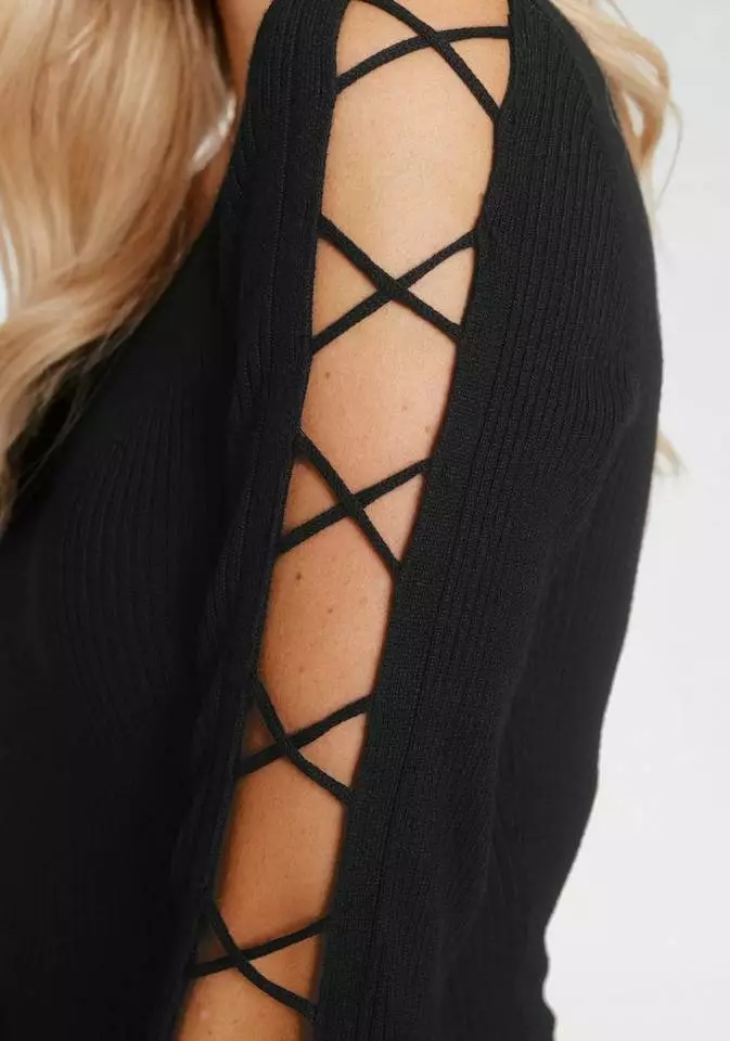 Melrose Rundhalspullover mit Zier-Schnürung am Ärmel 7 Melrose Rundhalspullover mit Zier-Schnürung am Ärmel – Bild 5