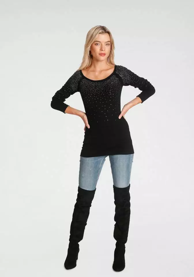 Melrose Carmenpullover mit dekorativen Glitzersteinen 8 Melrose Carmenpullover mit dekorativen Glitzersteinen – Bild 6