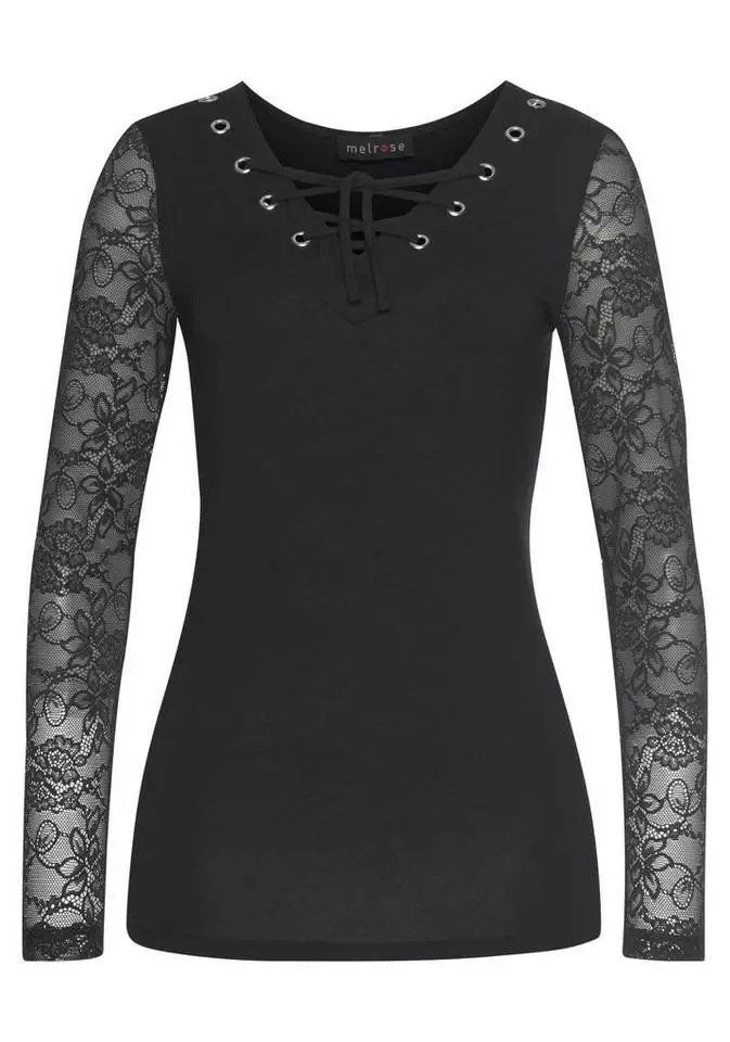 Melrose Langarmshirt mit Schnürung und Spitze 8 Melrose Langarmshirt mit Schnürung und Spitze – Bild 6