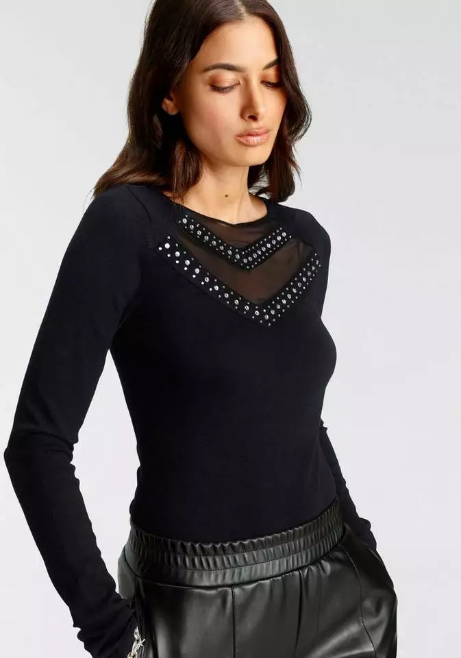 Melrose Rundhalspullover mit Netz und Glitzersteinen - NEUE KOLLEKTION 7 Melrose Rundhalspullover mit Netz und Glitzersteinen - NEUE KOLLEKTION – Bild 5