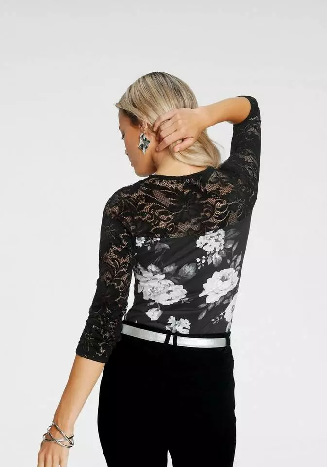 Melrose 3/4-Arm-Shirt mit Spitze und Zierschnalle 5 Melrose 3/4-Arm-Shirt mit Spitze und Zierschnalle – Bild 3