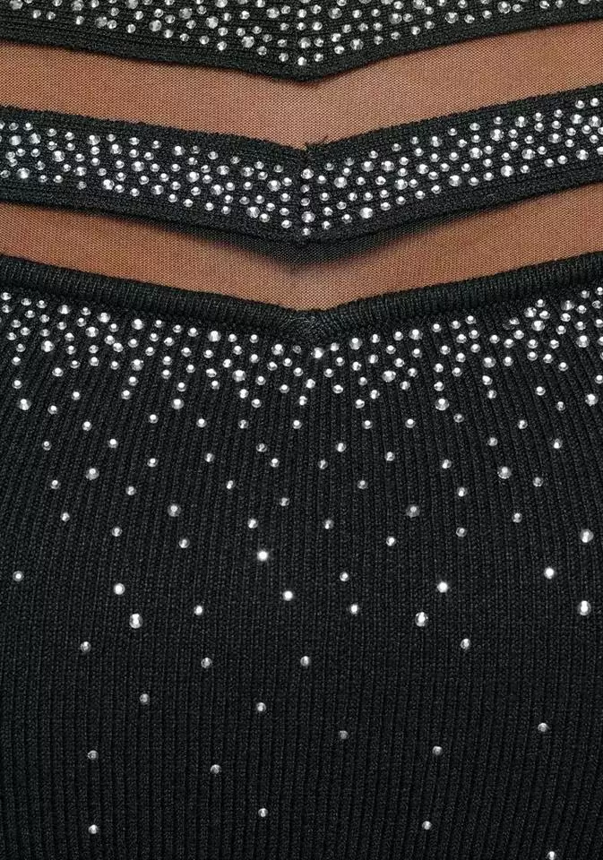 Melrose Rundhalspullover mit Mesh und Glitzersteinen 8 Melrose Rundhalspullover mit Mesh und Glitzersteinen – Bild 6