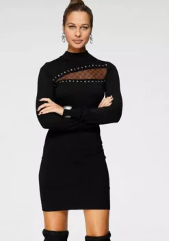 Melrose Strickkleid mit Netz-Detail und Ziernieten