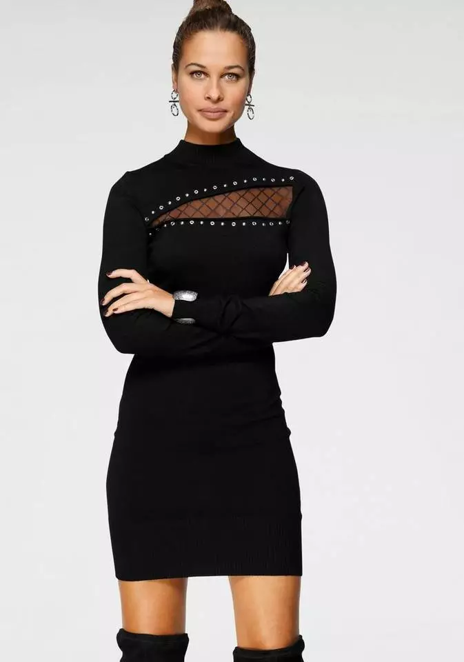 Melrose Strickkleid mit Netz-Detail und Ziernieten 3 Melrose Strickkleid mit Netz-Detail und Ziernieten