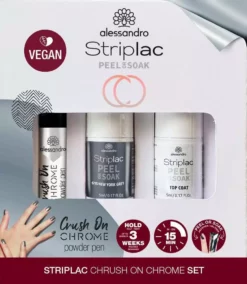 alessandro international UV-Nagellack »STRIPLAC PEEL OR SOAK SILVER CRUSH ON CHROME«, 3-tlg.