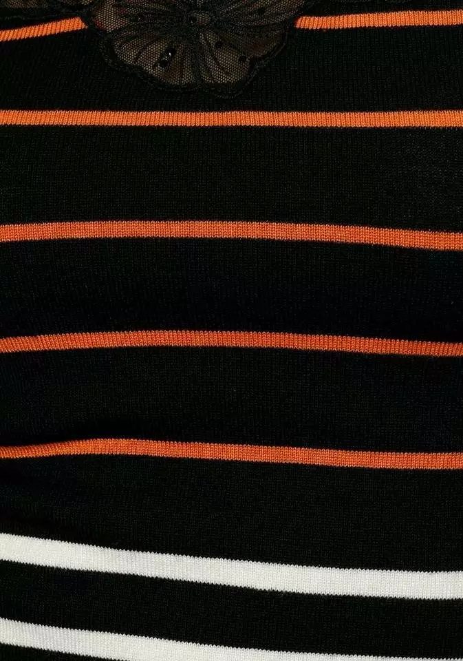 Melrose Streifenpullover mit Blumen-Spitze und Glitzersteinen 8 Melrose Streifenpullover mit Blumen-Spitze und Glitzersteinen – Bild 6