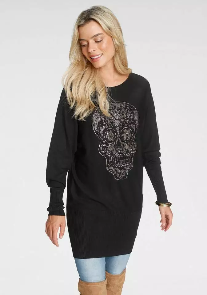 Melrose Fledermauspullover mit Glitzersteinen in Totenkopf-Optik 5 Melrose Fledermauspullover mit Glitzersteinen in Totenkopf-Optik – Bild 3
