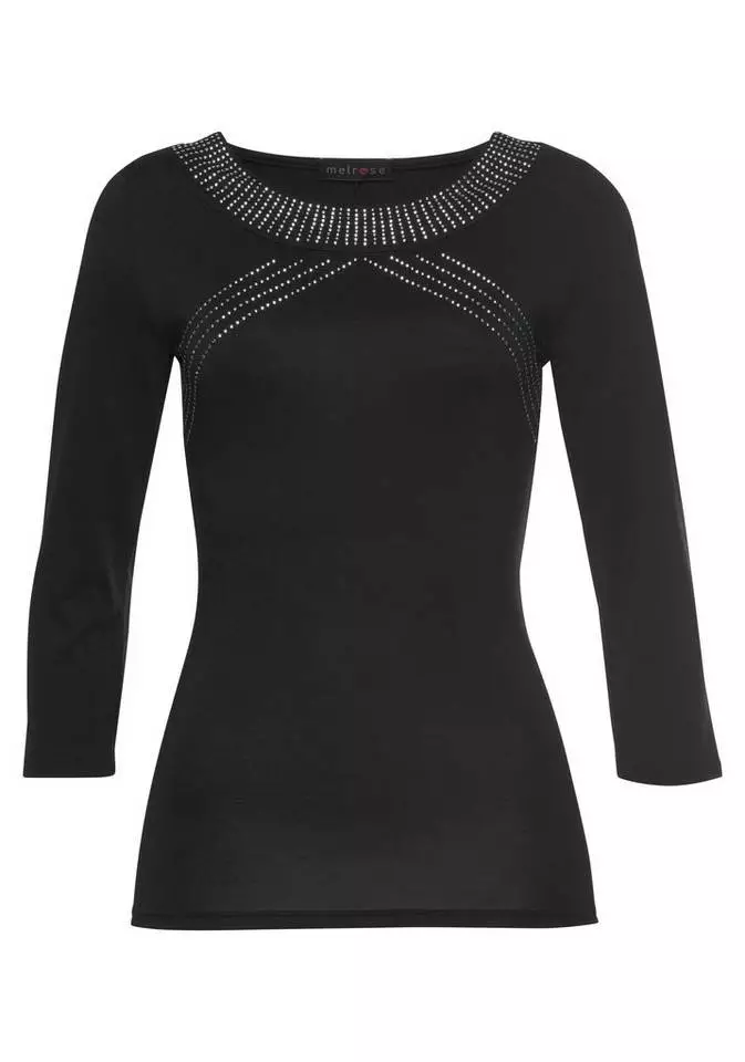 Melrose Rundhalsshirt mit Glitzersteinen 8 Melrose Rundhalsshirt mit Glitzersteinen – Bild 6