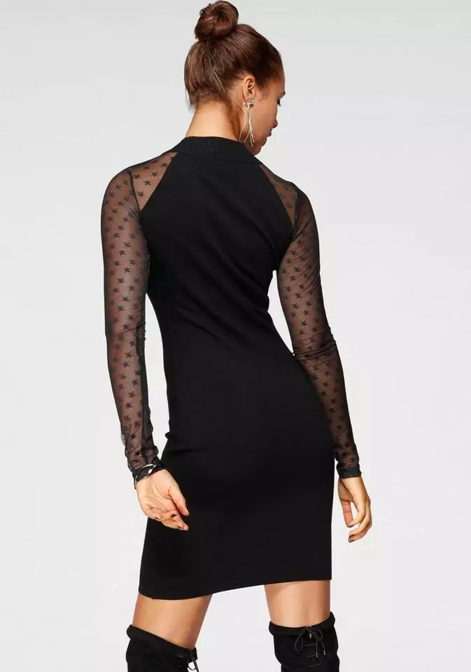 Melrose Strickkleid mit Meshärmeln in Sternen-Optik 4 Melrose Strickkleid mit Meshärmeln in Sternen-Optik – Bild 2