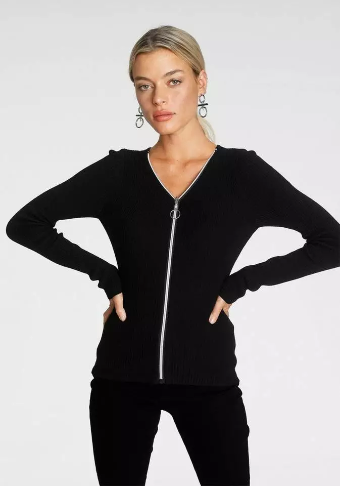 Melrose V-Ausschnitt-Pullover mit Zier-Reißverschluss 3 Melrose V-Ausschnitt-Pullover mit Zier-Reißverschluss