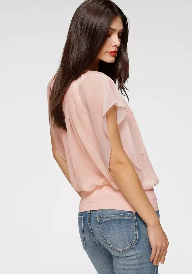 Melrose Chiffonbluse mit Zierperlen Marine, Rosa 5 Melrose Chiffonbluse mit Zierperlen Marine, Rosa – Bild 3