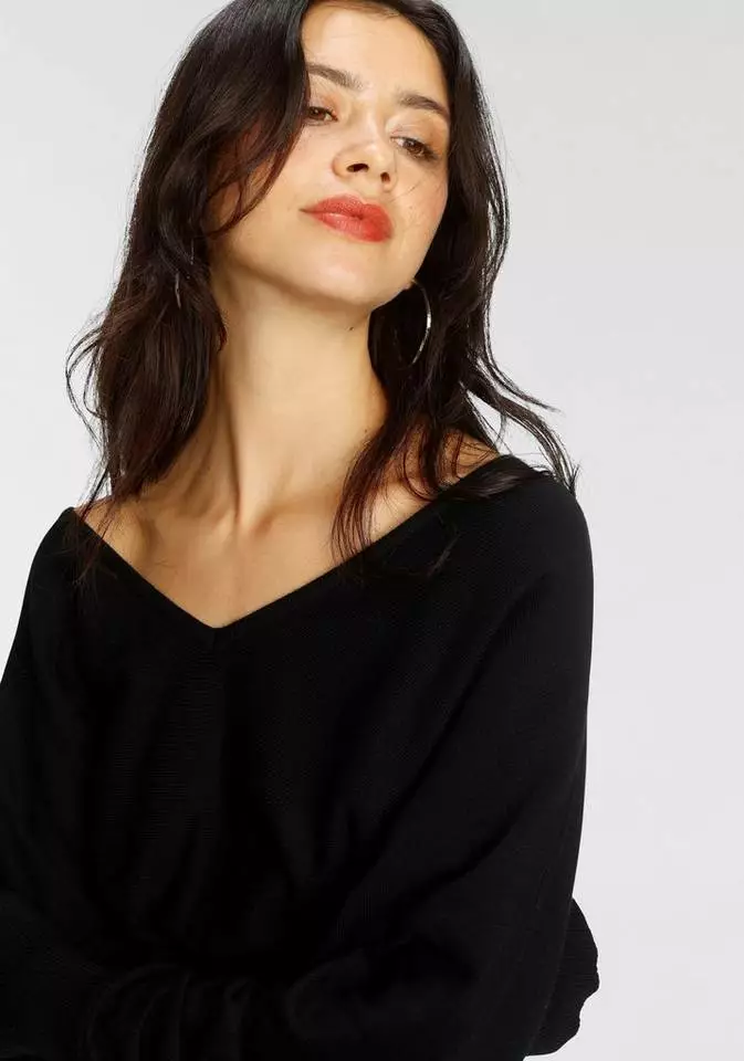 Melrose Strickkleid mit Fledermaus-Oberteil und Ziergürtel - NEUE KOLLEKTION Beere, Schwarz 7 Melrose Strickkleid mit Fledermaus-Oberteil und Ziergürtel - NEUE KOLLEKTION Beere, Schwarz – Bild 5