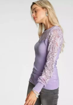 Melrose Rundhalspullover mit Spitze und Zierknöpfen Flieder, Schwarz 11 Melrose Rundhalspullover mit Spitze und Zierknöpfen Flieder, Schwarz -Melrose Verkaufsshop ca940b5c f875 5330 b3c9 8ca84385acd9