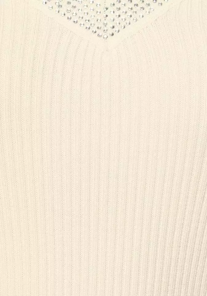 Melrose Strickkleid mit Glitzersteinen und Rippenstrick Offwhite, Schwarz 9 Melrose Strickkleid mit Glitzersteinen und Rippenstrick Offwhite, Schwarz – Bild 7