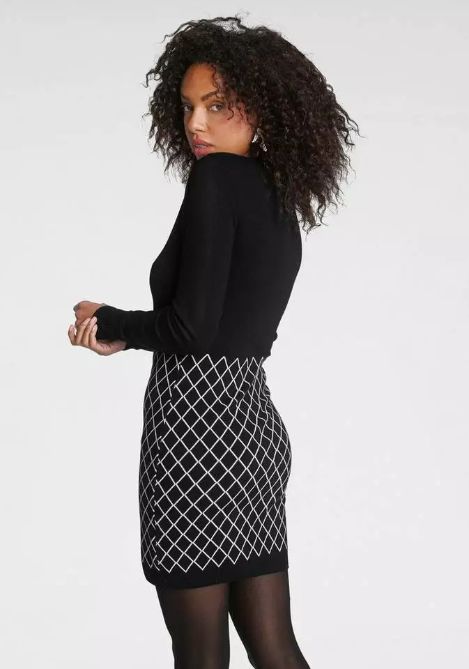 Melrose Strickkleid mit Reißverschluss und Grafik-Design 5 Melrose Strickkleid mit Reißverschluss und Grafik-Design – Bild 3