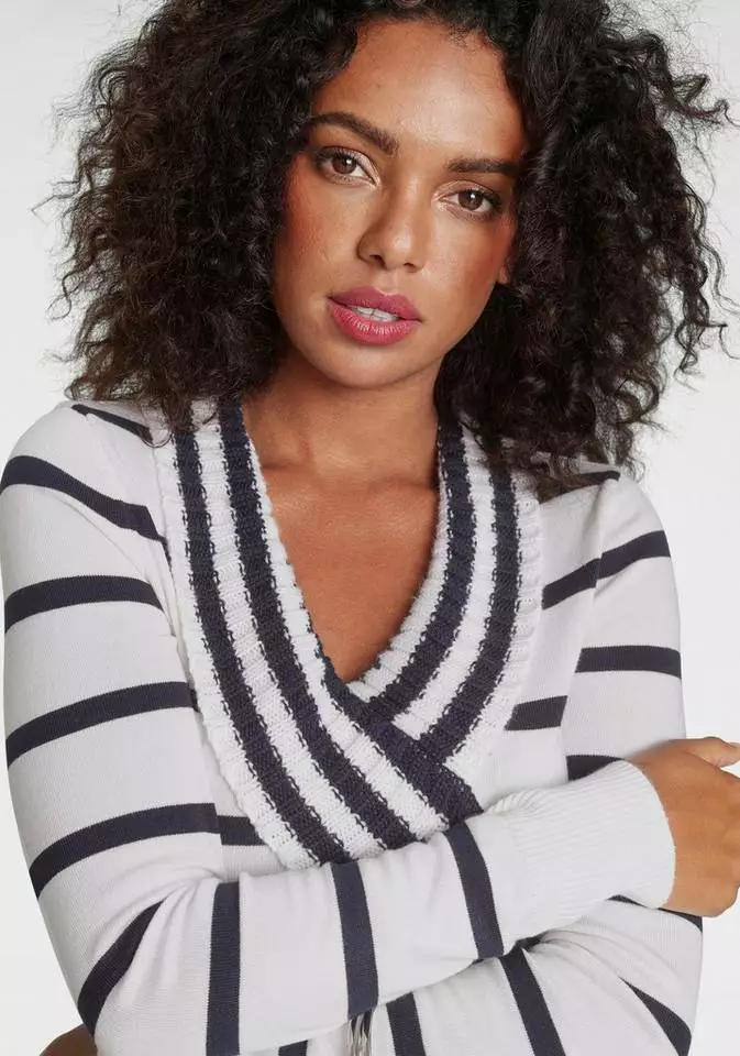 Melrose Schalkragenpullover mit Streifen 5 Melrose Schalkragenpullover mit Streifen – Bild 3