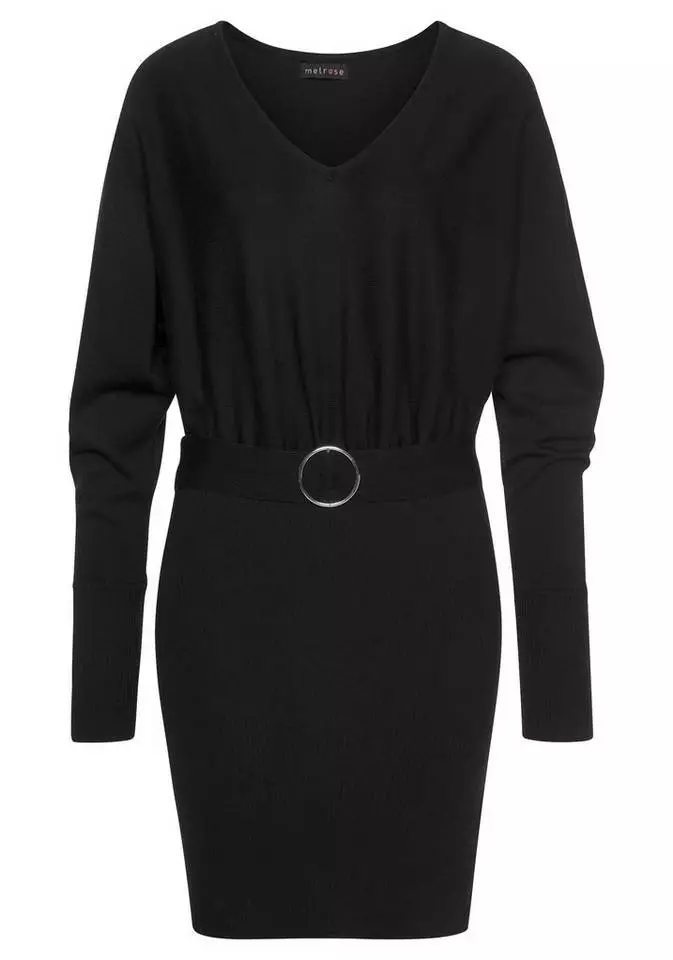 Melrose Strickkleid mit Fledermaus-Oberteil und Ziergürtel - NEUE KOLLEKTION Beere, Schwarz 6 Melrose Strickkleid mit Fledermaus-Oberteil und Ziergürtel - NEUE KOLLEKTION Beere, Schwarz – Bild 4