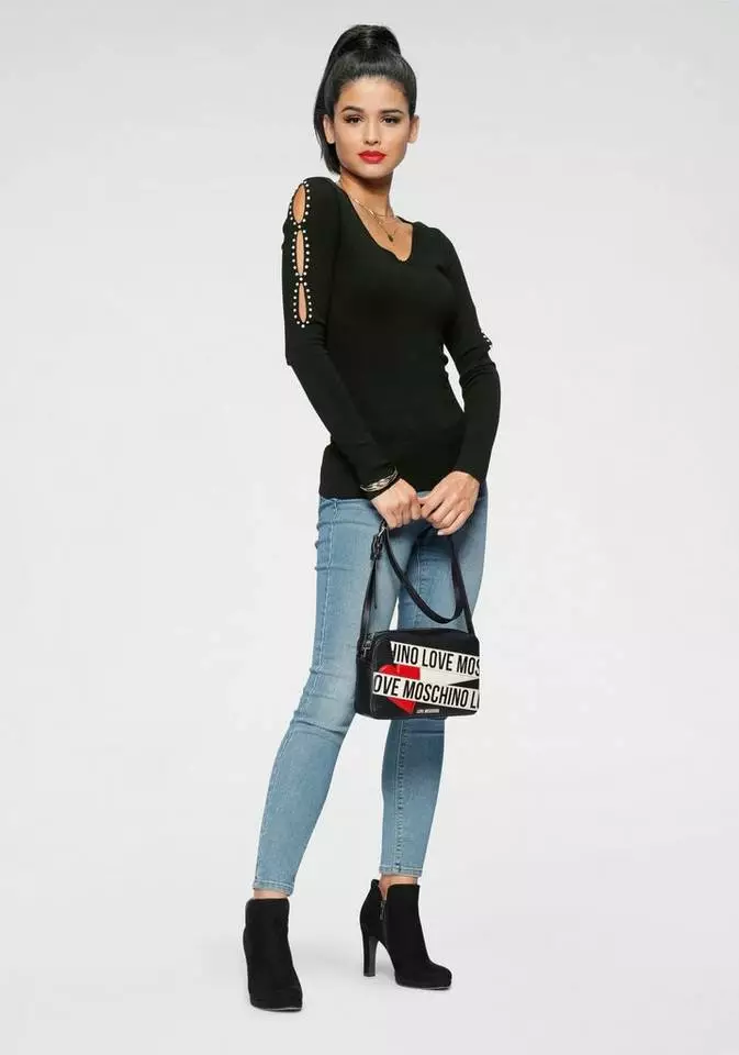 Melrose V-Ausschnitt-Pullover mit Cut-Outs und Perlen Details 7 Melrose V-Ausschnitt-Pullover mit Cut-Outs und Perlen Details – Bild 5