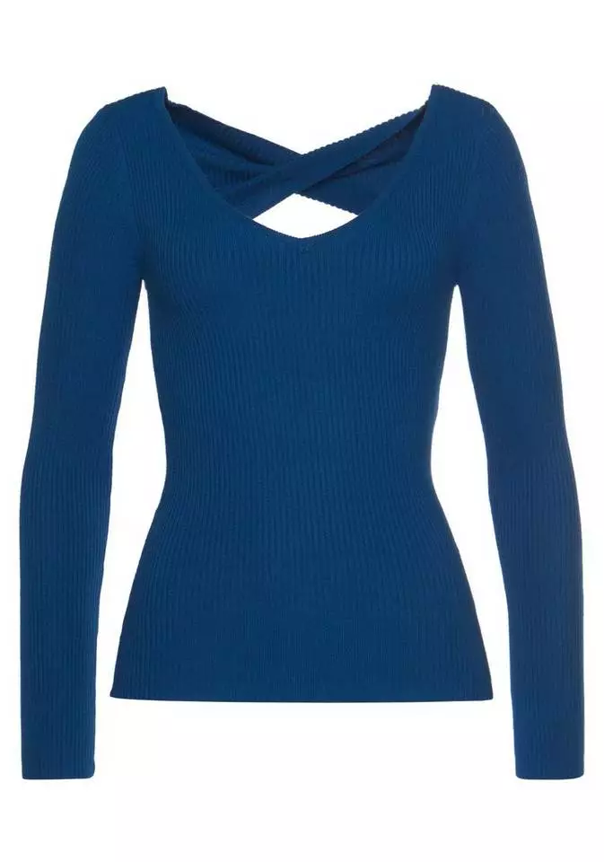 Melrose V-Ausschnitt-Pullover mit Knoten am Rücken Royalblau, Schwarz 7 Melrose V-Ausschnitt-Pullover mit Knoten am Rücken Royalblau, Schwarz – Bild 5