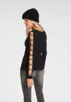 Melrose Rundhalspullover mit Zier-Schnürung am Ärmel 11 Melrose Rundhalspullover mit Zier-Schnürung am Ärmel -Melrose Verkaufsshop e220370f c655 5619 951b 56234d3210d0