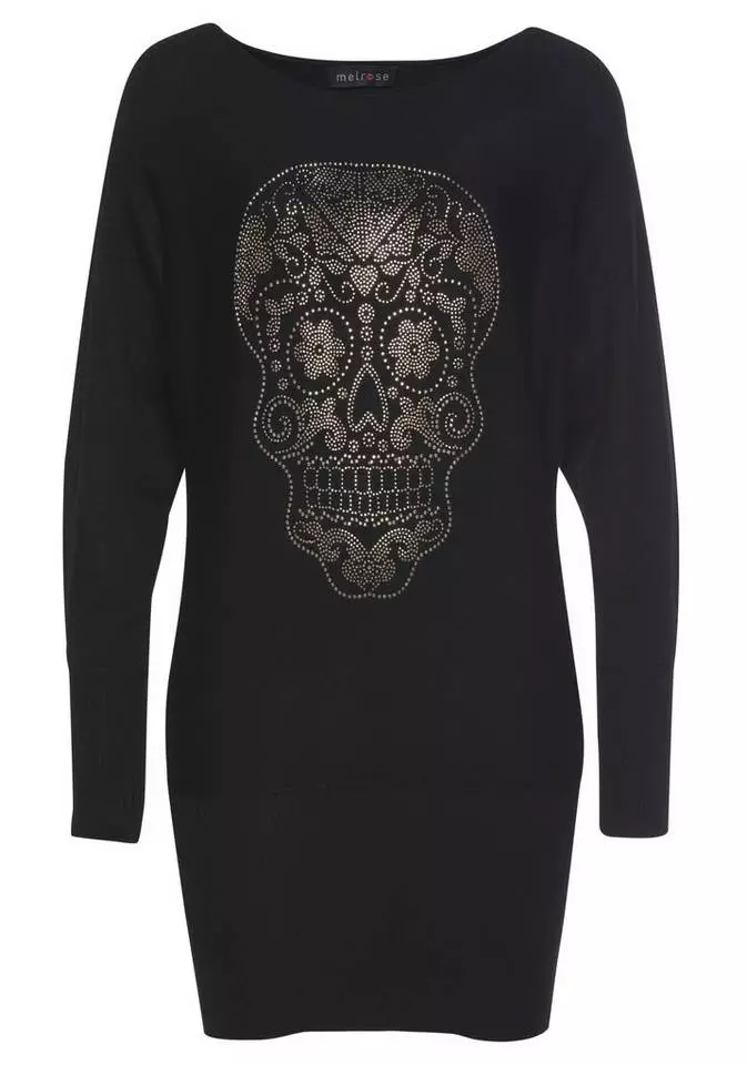 Melrose Fledermauspullover mit Glitzersteinen in Totenkopf-Optik 10 Melrose Fledermauspullover mit Glitzersteinen in Totenkopf-Optik – Bild 8