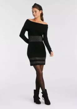 Melrose Strickkleid mit Streifen aus weichem Glanzgarn - NEUE KOLLEKTION